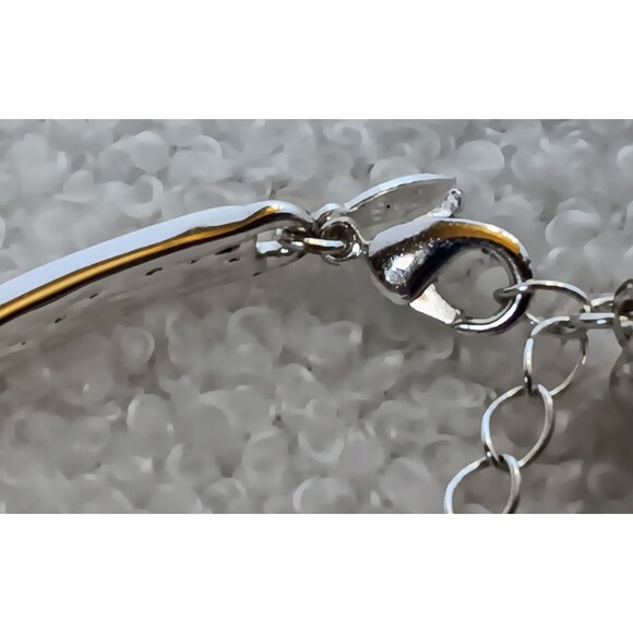 Avon Signed SAQ Silvertone & Blue Cord "Have Faith" Bracelet 6.5-7.5 in - Picture 5 of 14